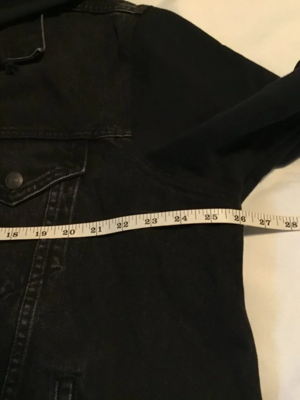 Levis Trucker Black Sweatshirt Hoodie & Sleeves Denim Snap Front Jacket XL - Picture 5 of 10